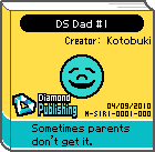 The shelf sprite of one of Mona's favorite artist comics: DS Dad #1 in the game WarioWare: D.I.Y.