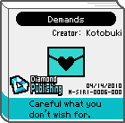 The shelf sprite of one of Mona's favorite artist comics: Demands in the game WarioWare: D.I.Y.