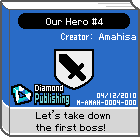 The shelf sprite of one of Orbulon's favorite artist's comics: Our Hero #4 in the game WarioWare: D.I.Y.