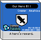 The shelf sprite of one of Orbulon's favorite artist's comics: Our Hero #11 in the game WarioWare: D.I.Y.