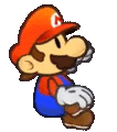 Mario climbing a sideways ladder, which cannot be seen normally.