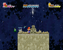 Mario near the right containing a Door Key in Planet Blobule of Super Paper Mario.
