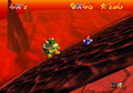 Battling Bowser in Super Mario 64