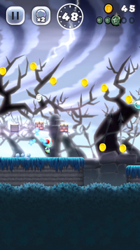 The level Dark and Stormy from Super Mario Run
