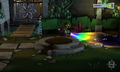 Luigi using the Dark Light Device in the Courtyard.