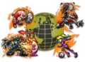 Characters around a globe representing Strikers Club mode