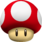Artwork of a Super Mushroom from New Super Mario Bros.; also reused for the Dash Mushroom in Mario Kart Wii.