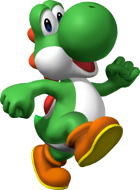 Artwork of Yoshi for Mario Party 6 (Reused for Mario Kart Arcade GP, Mario Party 7 and Mario & Sonic at the Olympic Games)