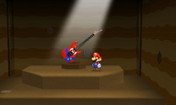 Mario near the Guitar Thing in Rumble Volcano of Paper Mario: Sticker Star.