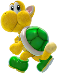 A Green Koopa Troopa with cat-like features from Super Mario 3D World + Bowser's Fury.