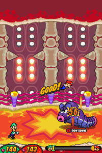 Durmite X under the POW-Down status effect in Mario & Luigi: Bowser's Inside Story