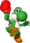 Yoshi holding Mario's Cap artwork from Super Mario 64 DS.