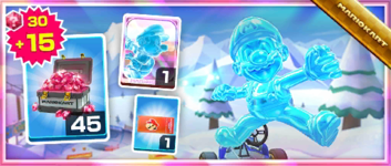 The Ice Mario Pack from the Snow Tour in Mario Kart Tour