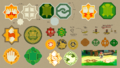 A variety of sketches for Magic Circles, including those for the 1,000-Fold Arms and Earth Vellumental.